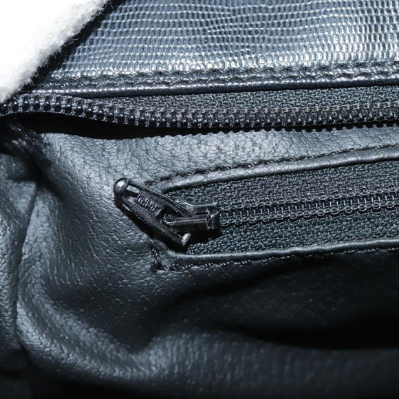 CELINE Hand Bag Leather Black Gold Auth 104068