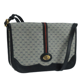 GUCCI Micro GG Supreme Shoulder Bag PVC Navy Gold 001 113 0551 Auth 104070