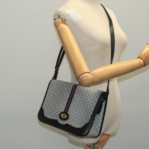 GUCCI Micro GG Supreme Shoulder Bag PVC Navy Gold 001 113 0551 Auth 104070