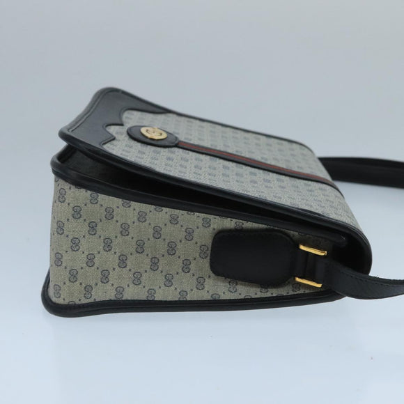 GUCCI Micro GG Supreme Shoulder Bag PVC Navy Gold 001 113 0551 Auth 104070