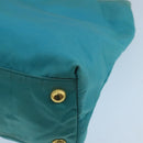 PRADA Tote Bag Nylon Turquoise Blue Gold Auth 104088-15