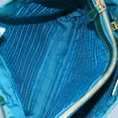 PRADA Tote Bag Nylon Turquoise Blue Gold Auth 104088-11