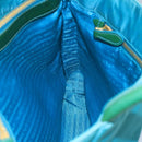 PRADA Tote Bag Nylon Turquoise Blue Gold Auth 104088-18