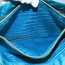 PRADA Tote Bag Nylon Turquoise Blue Gold Auth 104088-20