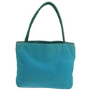 PRADA Tote Bag Nylon Turquoise Blue Gold Auth 104088-2