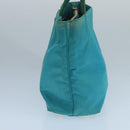 PRADA Tote Bag Nylon Turquoise Blue Gold Auth 104088-3