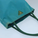 PRADA Tote Bag Nylon Turquoise Blue Gold Auth 104088-6