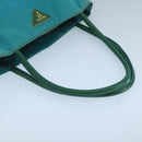 PRADA Tote Bag Nylon Turquoise Blue Gold Auth 104088-7