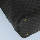 CELINE Macadam Canvas Hand Bag PVC Leather Black Gold Auth 104108-15