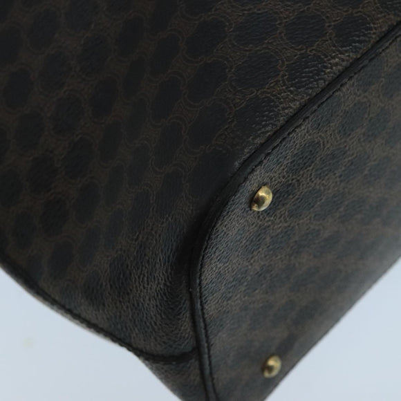 CELINE Macadam Canvas Hand Bag PVC Leather Black Gold Auth 104108