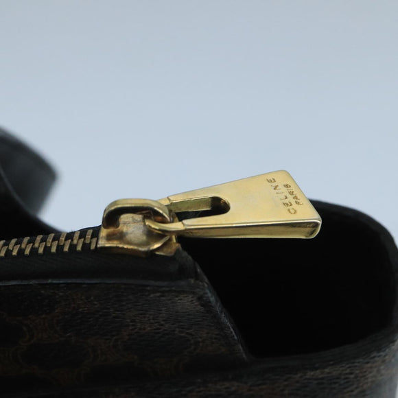 CELINE Macadam Canvas Hand Bag PVC Leather Black Gold Auth 104108
