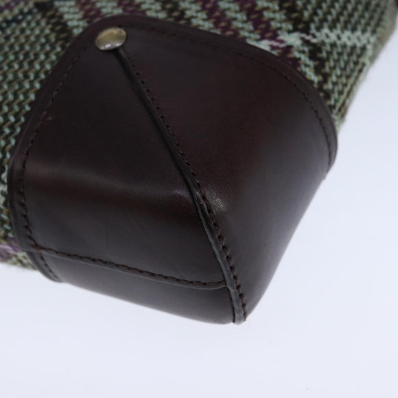 BURBERRY Nova Check Shoulder Bag Wool Green Brown Gold Auth 104129