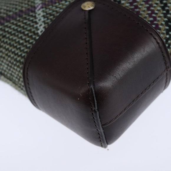 BURBERRY Nova Check Shoulder Bag Wool Green Brown Gold Auth 104129