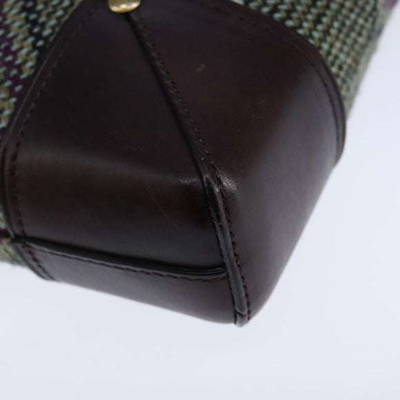 BURBERRY Nova Check Shoulder Bag Wool Green Brown Gold Auth 104129