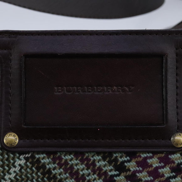 BURBERRY Nova Check Shoulder Bag Wool Green Brown Gold Auth 104129