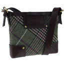 BURBERRY Nova Check Shoulder Bag Wool Green Brown Gold Auth 104129-1
