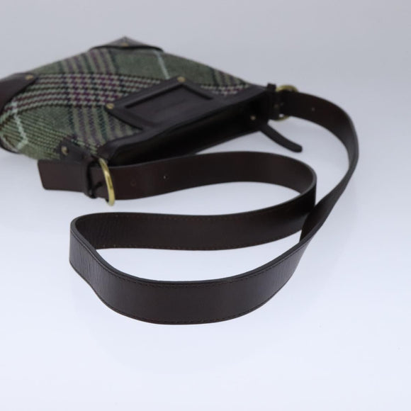 BURBERRY Nova Check Shoulder Bag Wool Green Brown Gold Auth 104129