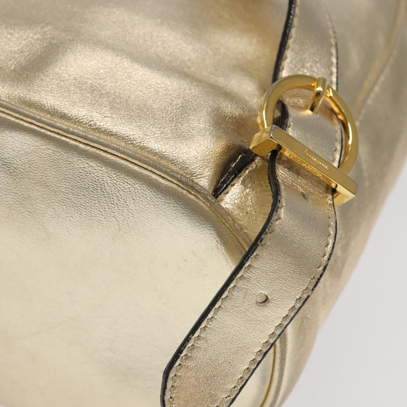 Salvatore Ferragamo Gancini Backpack Leather Gold Auth 104143
