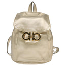 Salvatore Ferragamo Gancini Backpack Leather Gold Auth 104143-13