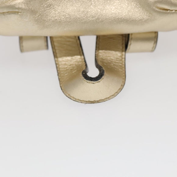 Salvatore Ferragamo Gancini Backpack Leather Gold Auth 104143