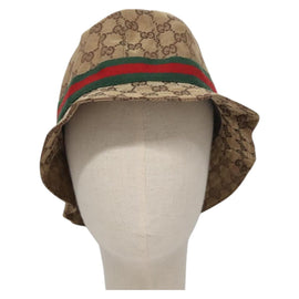 GUCCI GG Canvas Bucket Hat Web Sherry Line L Beige Green Red Auth 104161 - 0