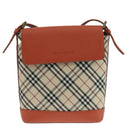 BURBERRY Nova Check Shoulder Bag Canvas Beige Auth 104180-13