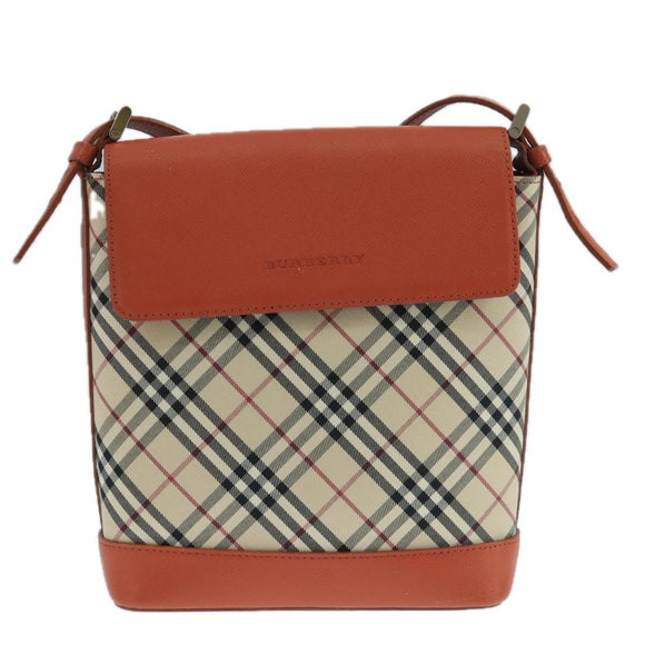 BURBERRY Nova Check Shoulder Bag Canvas Beige Auth 104180