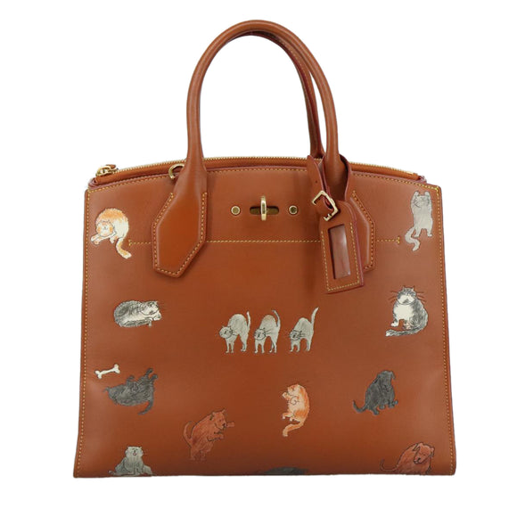 LOUIS VUITTON Catgram City Steamer MM Bag Leather 2way Brown M52969 Auth 104191S