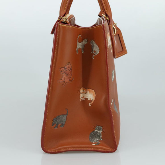 LOUIS VUITTON Catgram City Steamer MM Bag Leather 2way Brown M52969 Auth 104191S