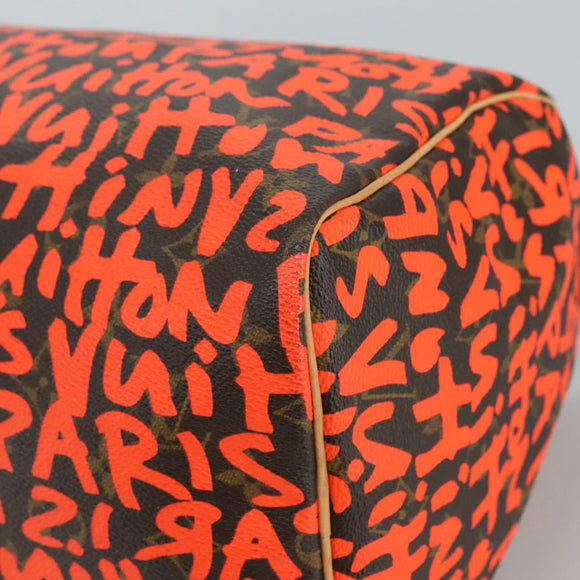 LOUIS VUITTON Monogram Graffiti Speedy 30 Hand Bag Orange M93705 Auth 104195SA