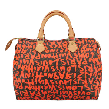 LOUIS VUITTON Monogram Graffiti Speedy 30 Hand Bag Orange M93705 Auth 104195SA - 0