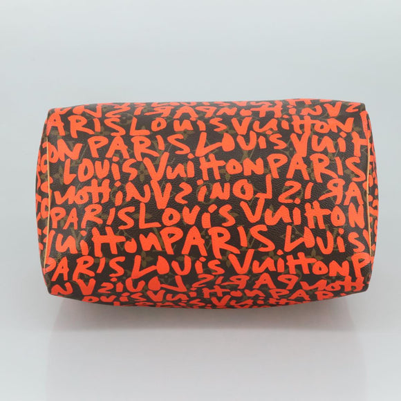 LOUIS VUITTON Monogram Graffiti Speedy 30 Hand Bag Orange M93705 Auth 104195SA