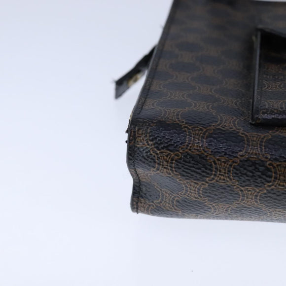 CELINE Macadam Canvas Shoulder Bag PVC Leather Black Auth 104219