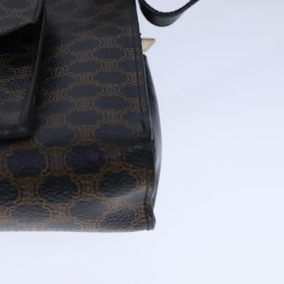 CELINE Macadam Canvas Shoulder Bag PVC Leather Black Auth 104219
