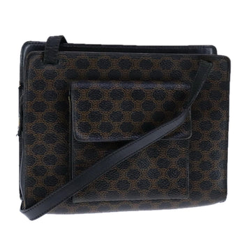 CELINE Macadam Canvas Shoulder Bag PVC Leather Black Auth 104219