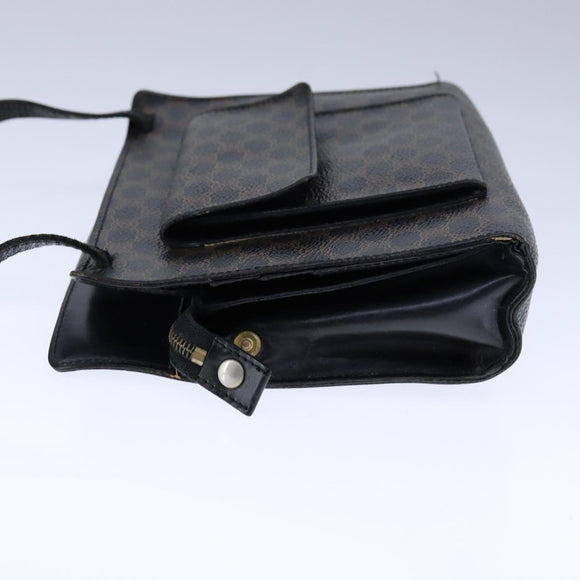 CELINE Macadam Canvas Shoulder Bag PVC Leather Black Auth 104219