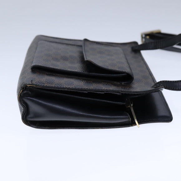 CELINE Macadam Canvas Shoulder Bag PVC Leather Black Auth 104219