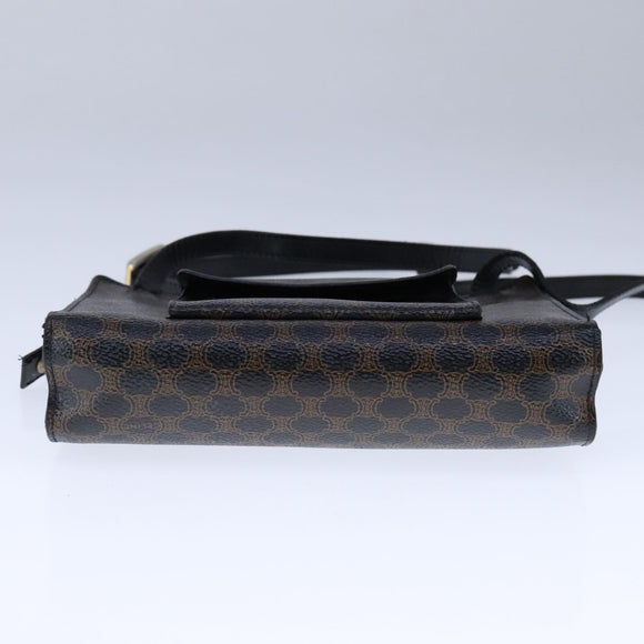 CELINE Macadam Canvas Shoulder Bag PVC Leather Black Auth 104219
