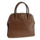 Salvatore Ferragamo Hand Bag Leather Brown Gold Auth 104228-1