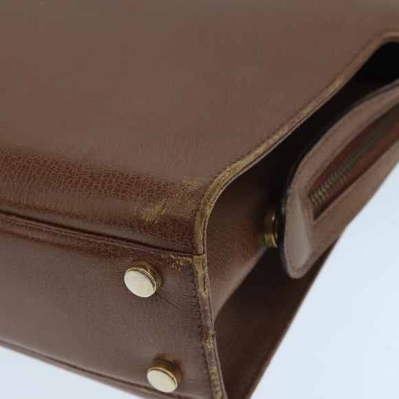 Salvatore Ferragamo Hand Bag Leather Brown Gold Auth 104228