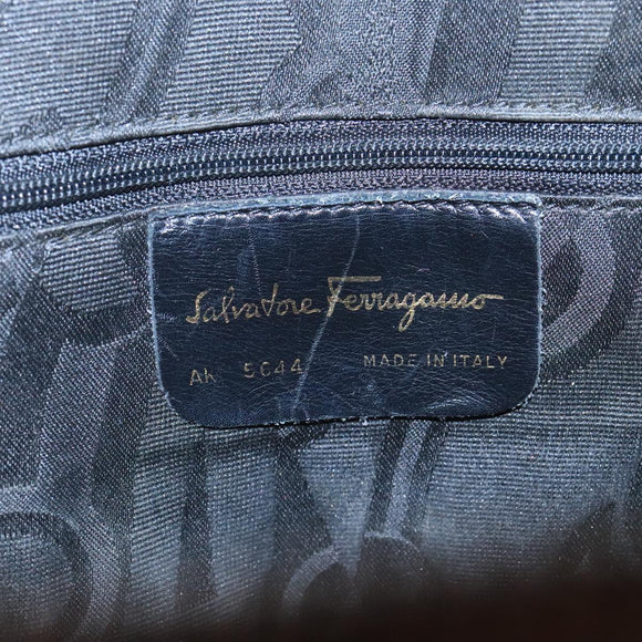 Salvatore Ferragamo Hand Bag Leather Brown Gold Auth 104228