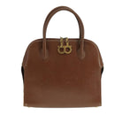 Salvatore Ferragamo Hand Bag Leather Brown Gold Auth 104228-13