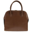 Salvatore Ferragamo Hand Bag Leather Brown Gold Auth 104228-2