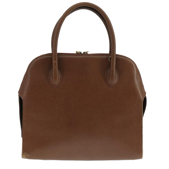 Salvatore Ferragamo Hand Bag Leather Brown Gold Auth 104228