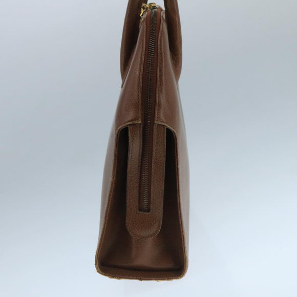 Salvatore Ferragamo Hand Bag Leather Brown Gold Auth 104228