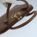 Salvatore Ferragamo Hand Bag Leather Brown Gold Auth 104228-6