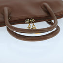 Salvatore Ferragamo Hand Bag Leather Brown Gold Auth 104228-7