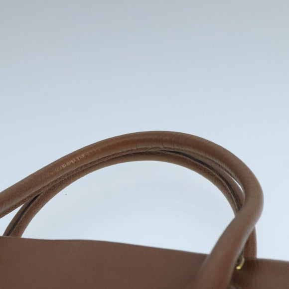 Salvatore Ferragamo Hand Bag Leather Brown Gold Auth 104228