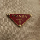 PRADA Chain Tote Bag Canvas Beige Gold Auth 104231-17