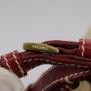 PRADA Chain Tote Bag Canvas Beige Gold Auth 104231-10